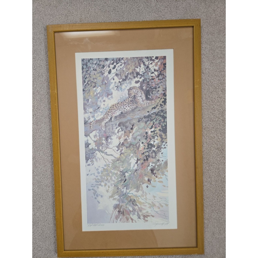 Limited Edition Virginia Knight ''Fat Cat'' Lithography Art Print Signed Framed